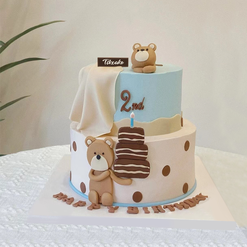 双层可爱小熊儿童翻糖蛋糕（城市专属款）