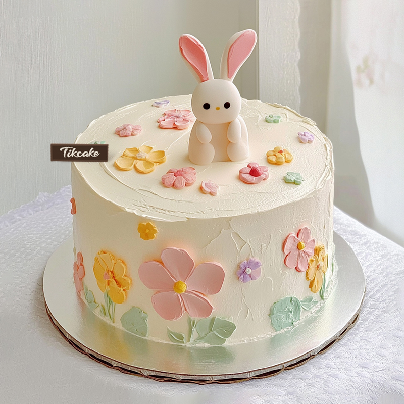 原创小兔子主题翻糖鲜奶蛋糕（四）