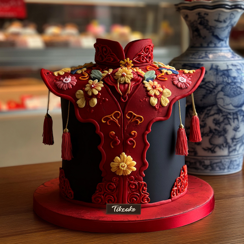 原创婚庆主题翻糖鲜奶蛋糕