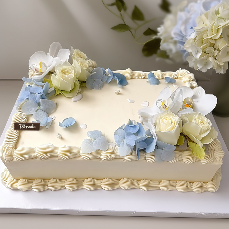 原创鲜花主题方形鲜奶蛋糕
