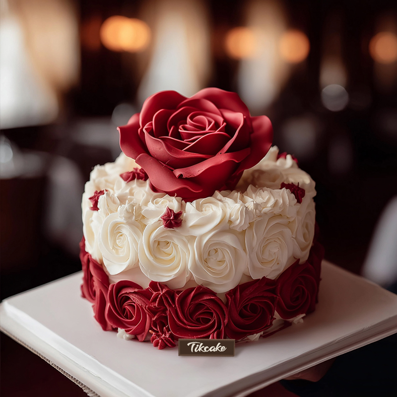 原创玫瑰主题翻糖鲜奶蛋糕（三）