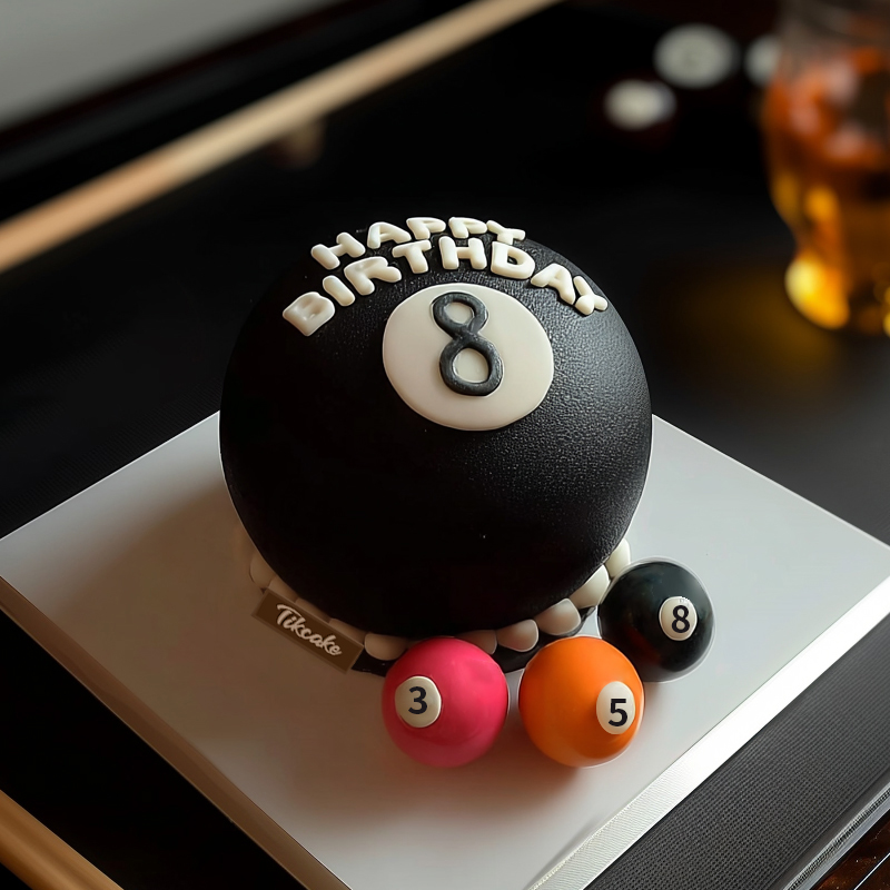 原创台球主题翻糖鲜奶蛋糕（四）