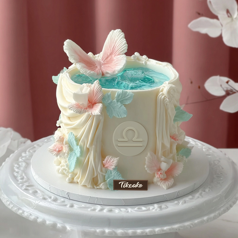 原创天秤座主题翻糖鲜奶蛋糕十二（9.23-10.23）