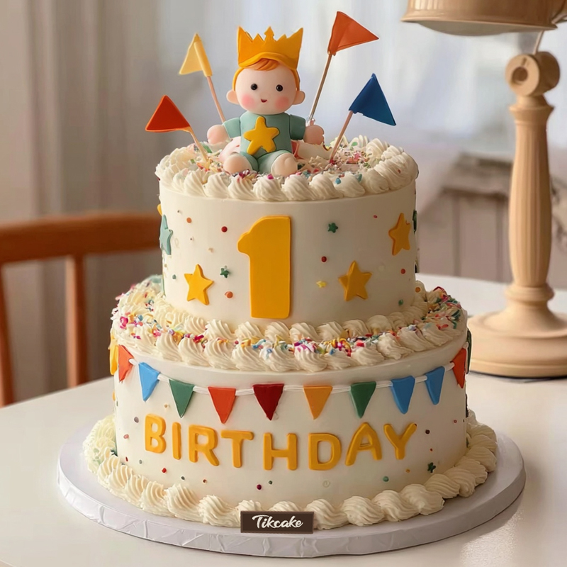 原创宝宝周岁主题双层鲜奶蛋糕（六）