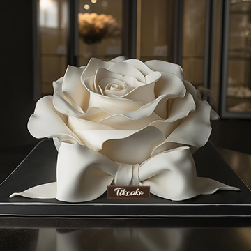 原创白玫瑰主题翻糖蛋糕