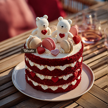 原创爱心主题红丝绒翻糖鲜奶蛋糕