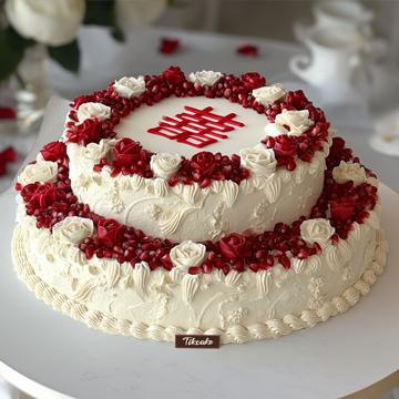 原创婚庆主题双层翻糖鲜奶蛋糕（三）